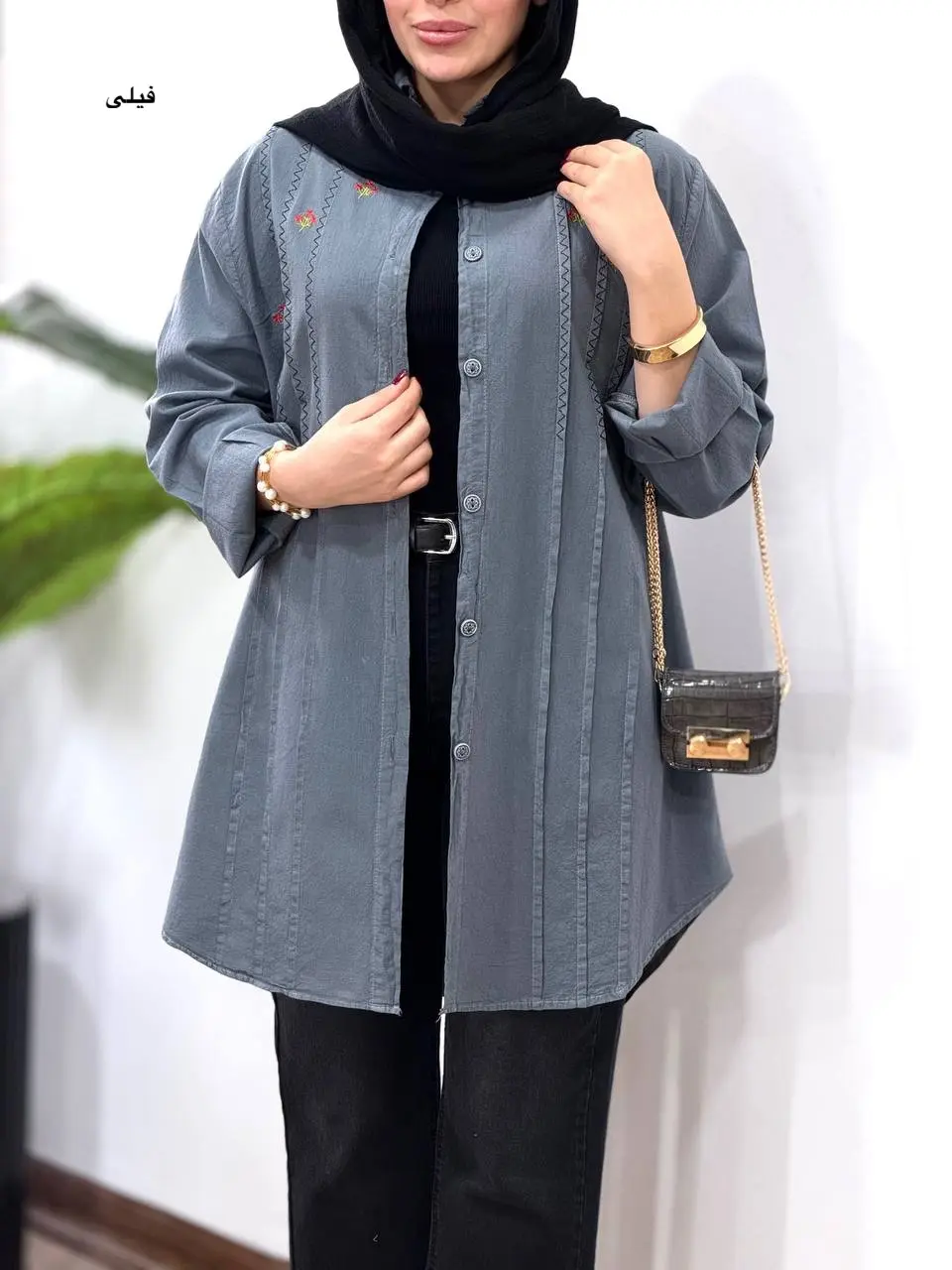 مانتو لینن گلدوزی آیسو رزانا